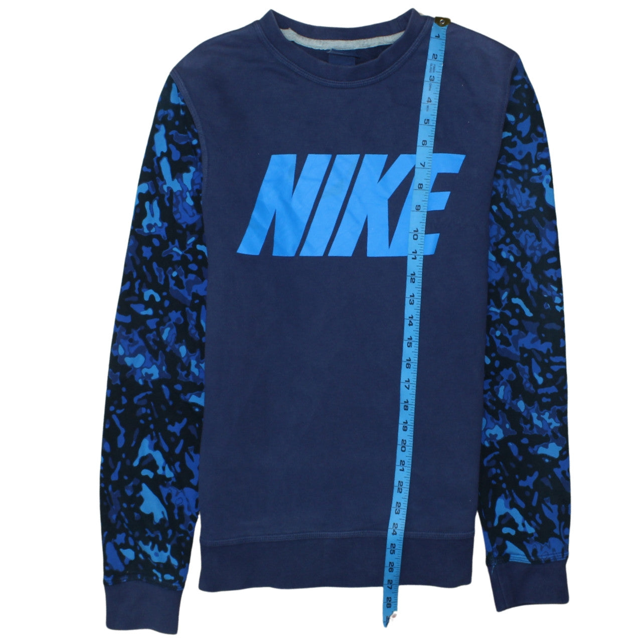 Nike Men's Blue Camouflage Sleeve Crew Neck Cotton Sweatshirt M