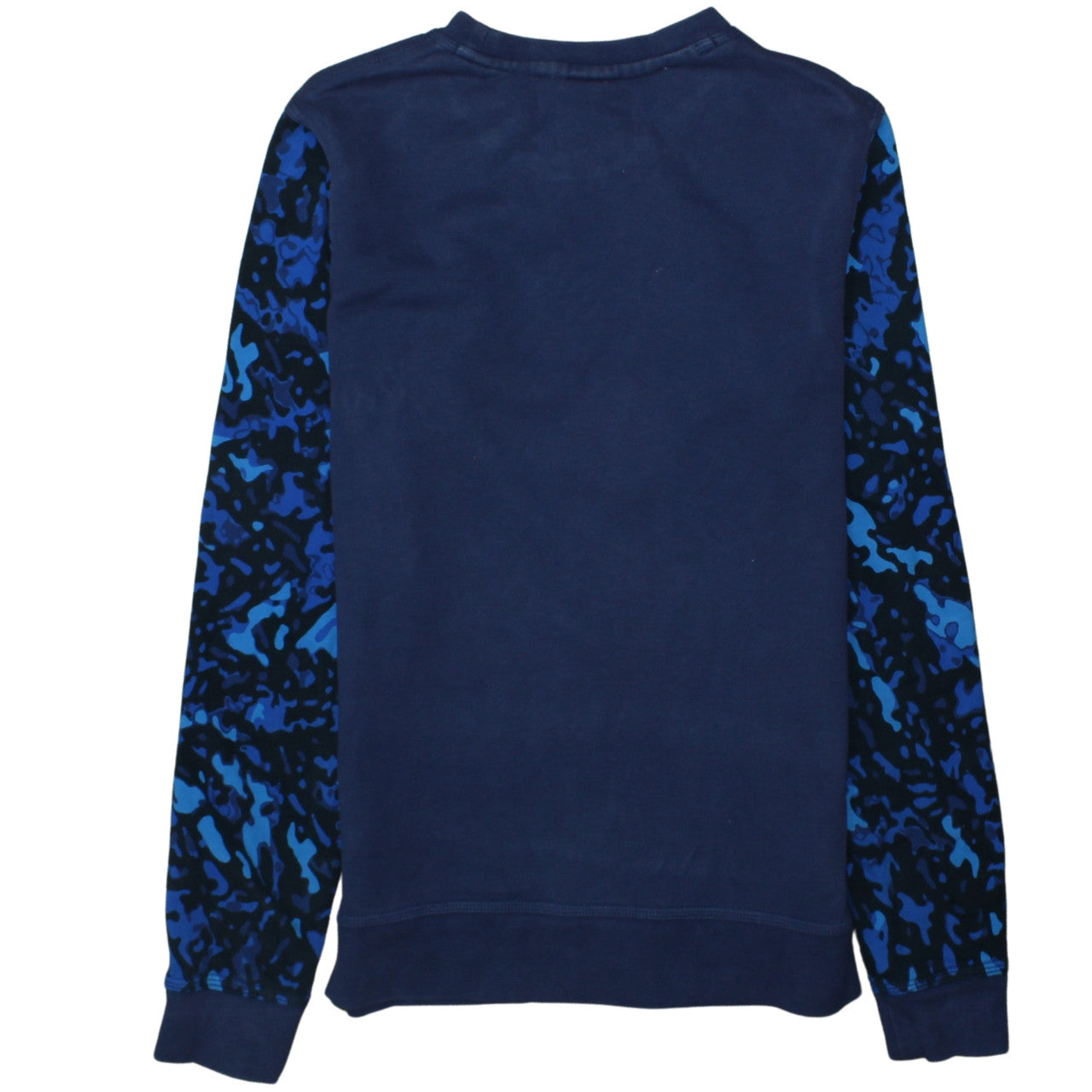 Nike Men's Blue Camouflage Sleeve Crew Neck Cotton Sweatshirt M