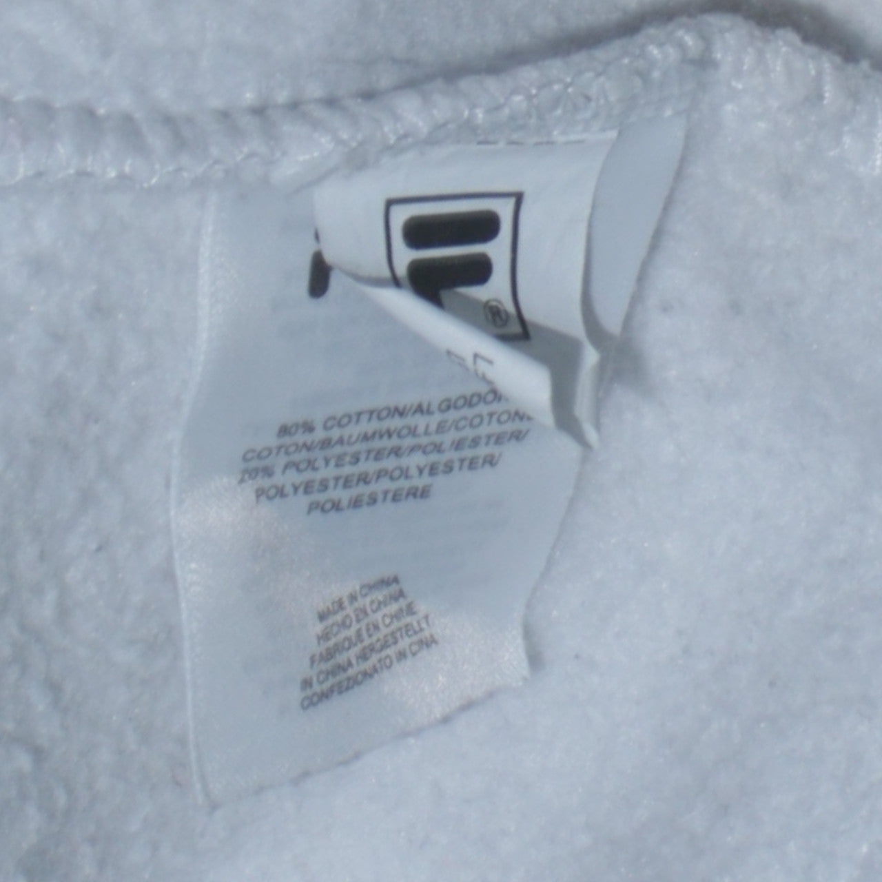 FILA Women White Pullover Hoodie Logo Tape S/10 Casual Long Sleeve