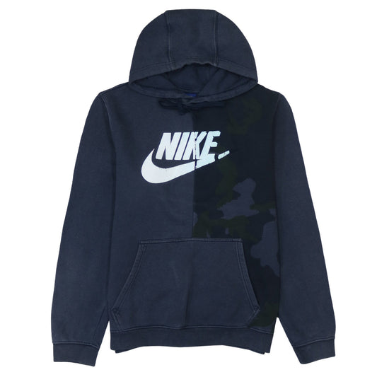 Nike Men's Blue Pullover Hoodie S Camouflage Graphic Logo Fleece