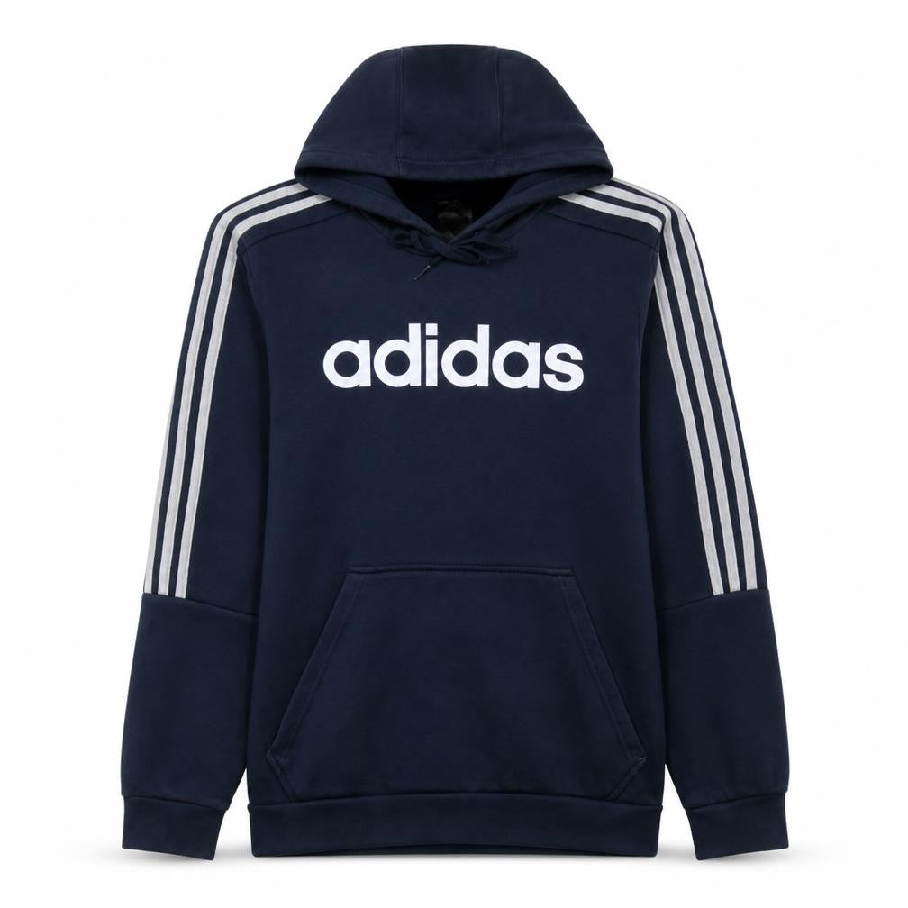 adidas Men’s Blue Pullover Hoodie Medium Logo Fleece Sweatshirt
