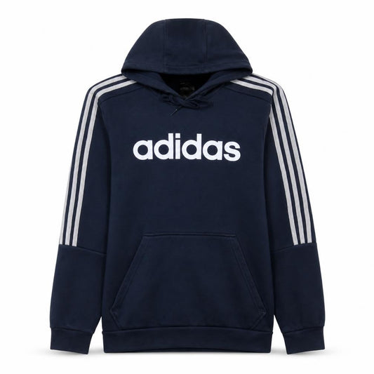 adidas Men’s Blue Pullover Hoodie Medium Logo Fleece Sweatshirt