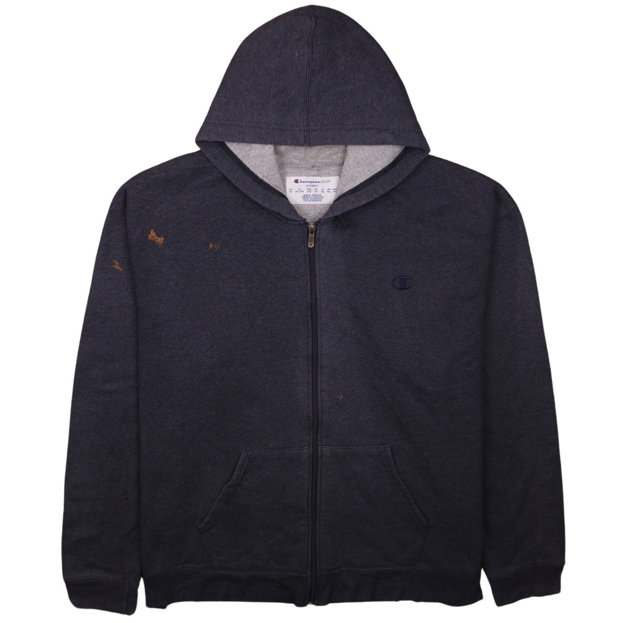 Champion Men’s Grey 2XL Full Zip Hoodie Sweatshirt