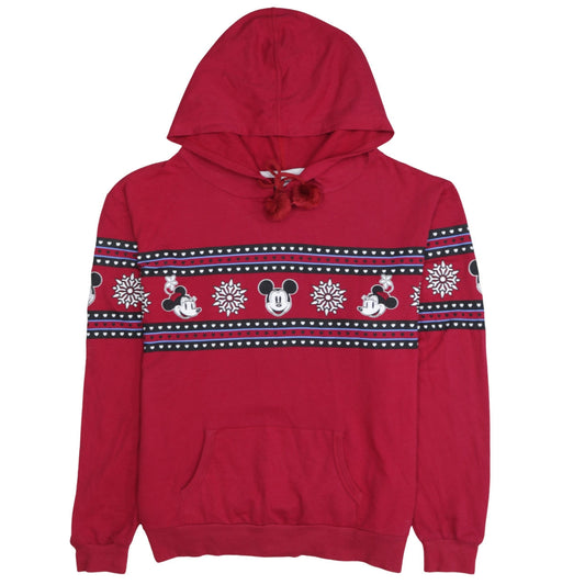 Disney Women's Red Hoodie XL Mickey Mouse Fair Isle Pullover Secret Possessions