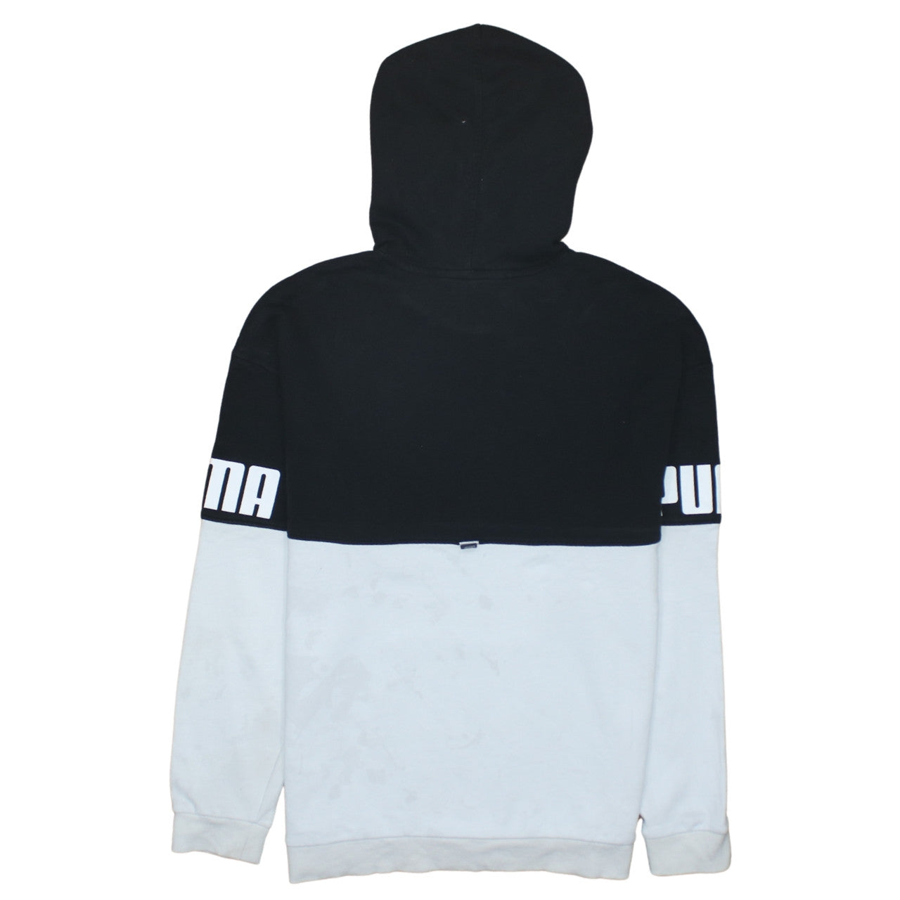 Puma Boys Black & White Pullover Hoodie 15-16 Years Colourblock Logo Fleece