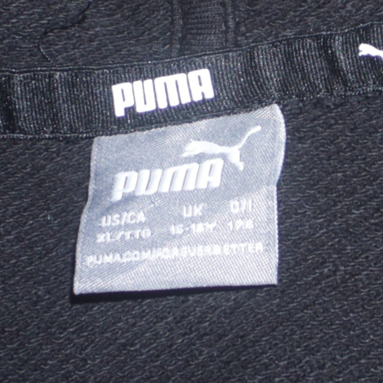 Puma Boys Black & White Pullover Hoodie 15-16 Years Colourblock Logo Fleece