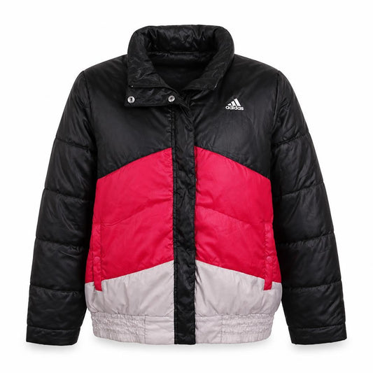 Adidas Girls Black Pink Ivory Colourblock Padded Activewear Jacket Age 14