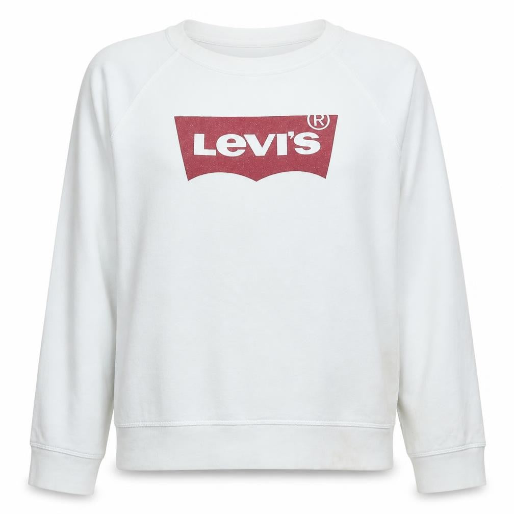 Levi's Women White Logo Crew Neck Pullover Sweatshirt Size M
