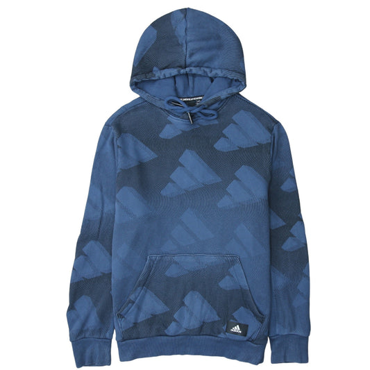 Adidas Men's Blue Pullover Hoodie Size L Sports Logo Sweatshirt
