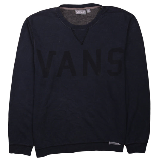 Vans Mens Blue Logo Crew Neck Pullover Sweatshirt Size L