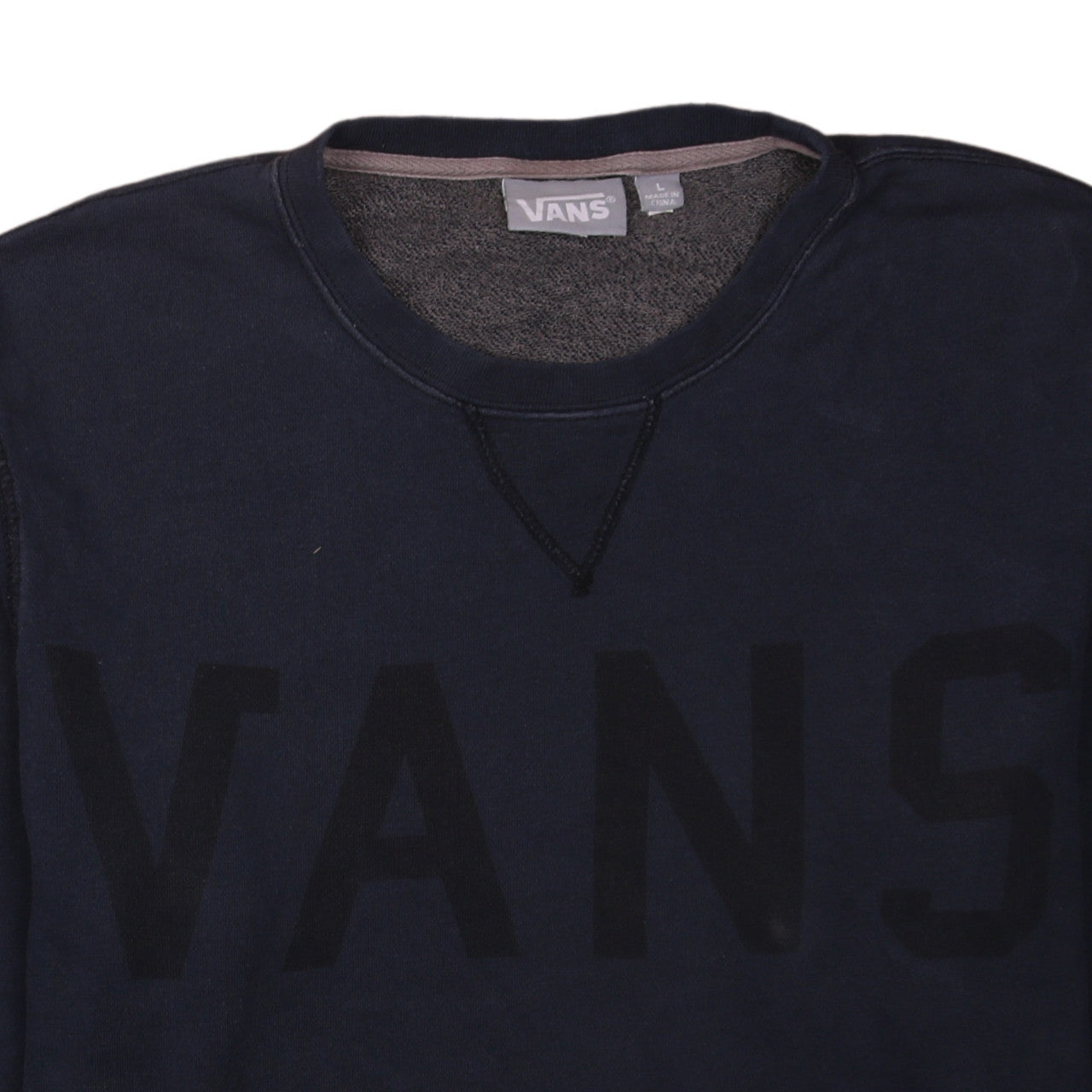 Vans Mens Blue Logo Crew Neck Pullover Sweatshirt Size L