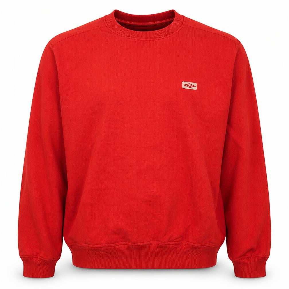 Umbro Men Red Crew Neck Pullover Sweatshirt L Regular Fit