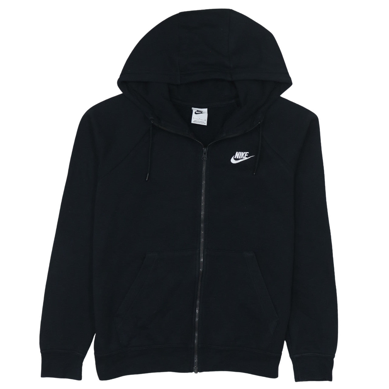 Nike Women Black Full Zip Hoodie Small Cotton Blend Lined Sportswear
