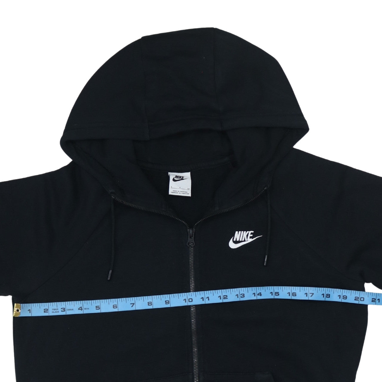 Nike Women Black Full Zip Hoodie Small Cotton Blend Lined Sportswear