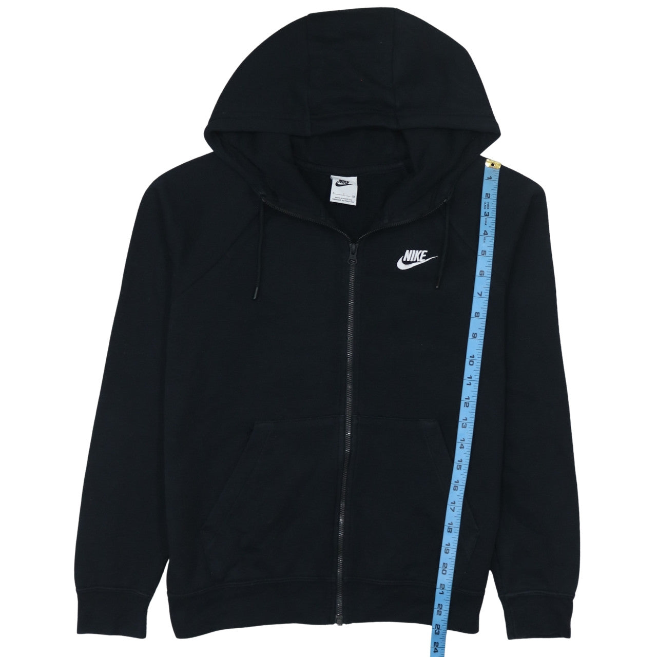 Nike Women Black Full Zip Hoodie Small Cotton Blend Lined Sportswear