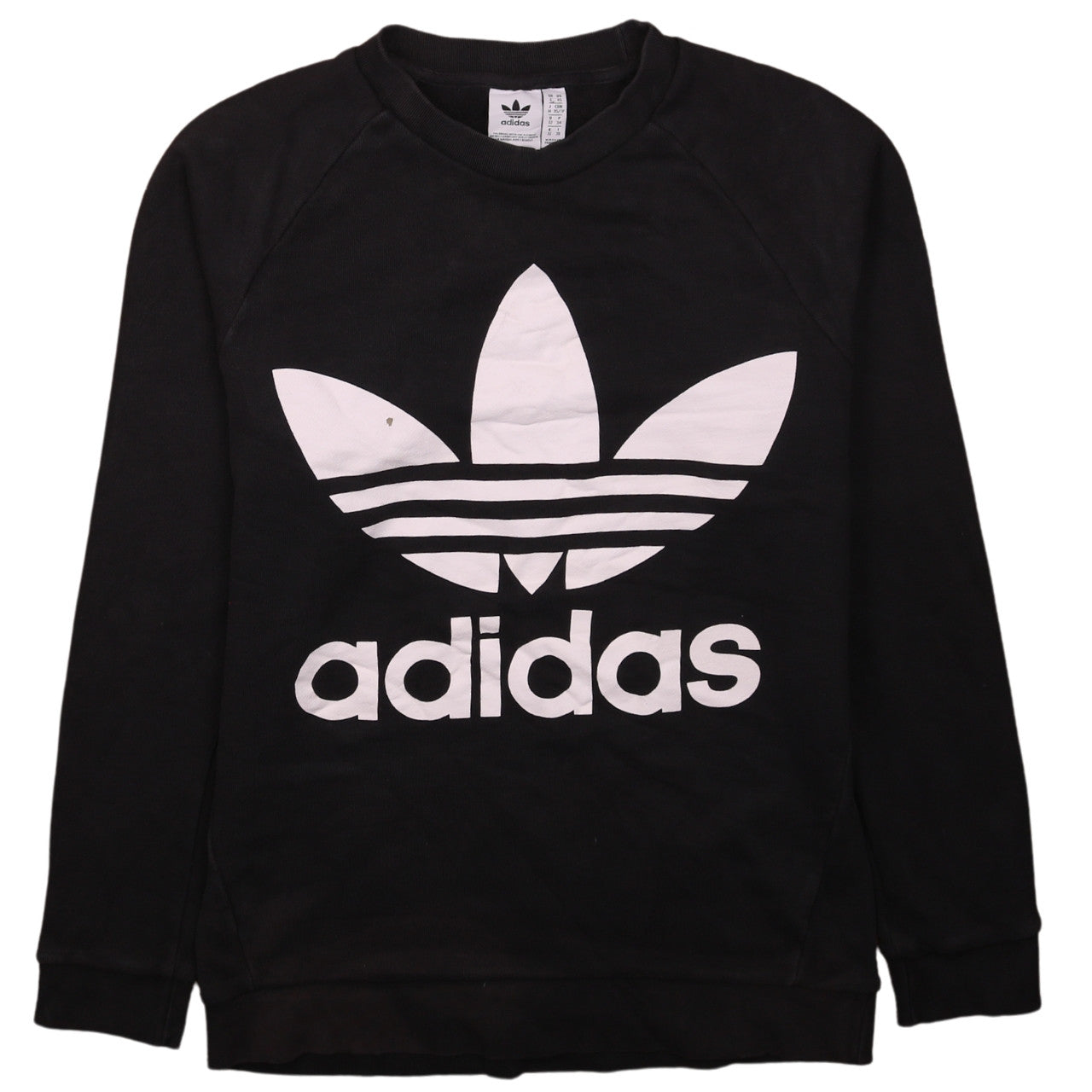 Adidas Womens Black XS Pullover Sweatshirt with Logo Print
