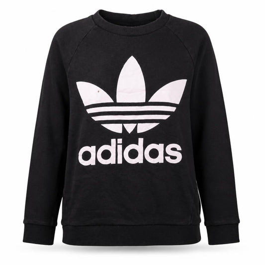 Adidas Womens Black XS Pullover Sweatshirt with Logo Print