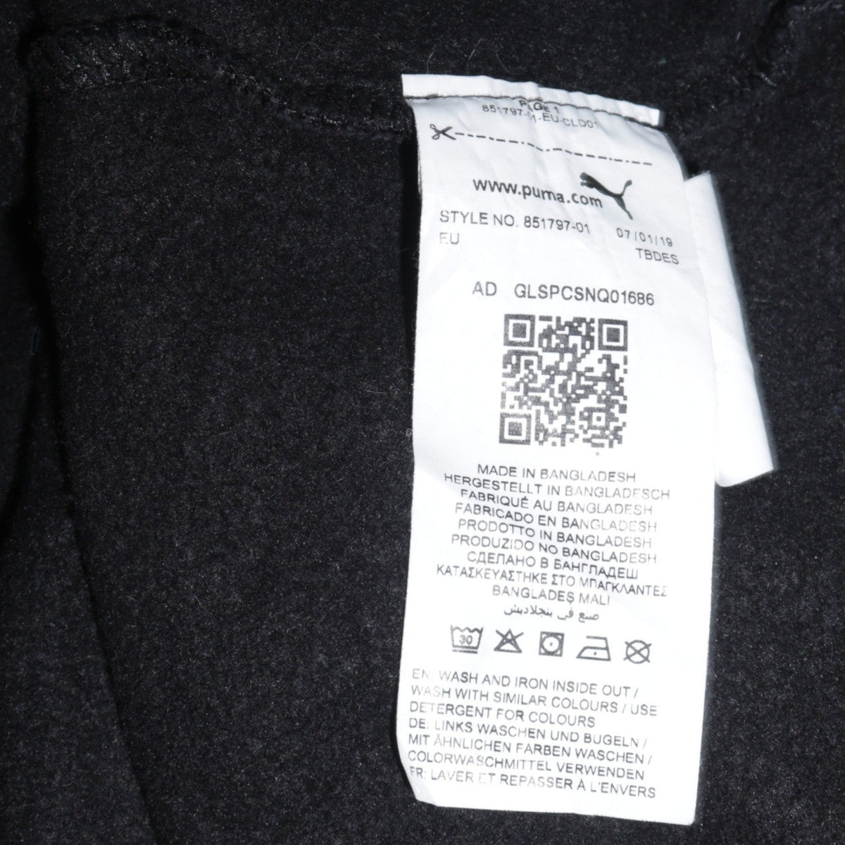 Puma Boys Black Pullover Hoodie Size 13 Years Fleece Logo Sweatshirt