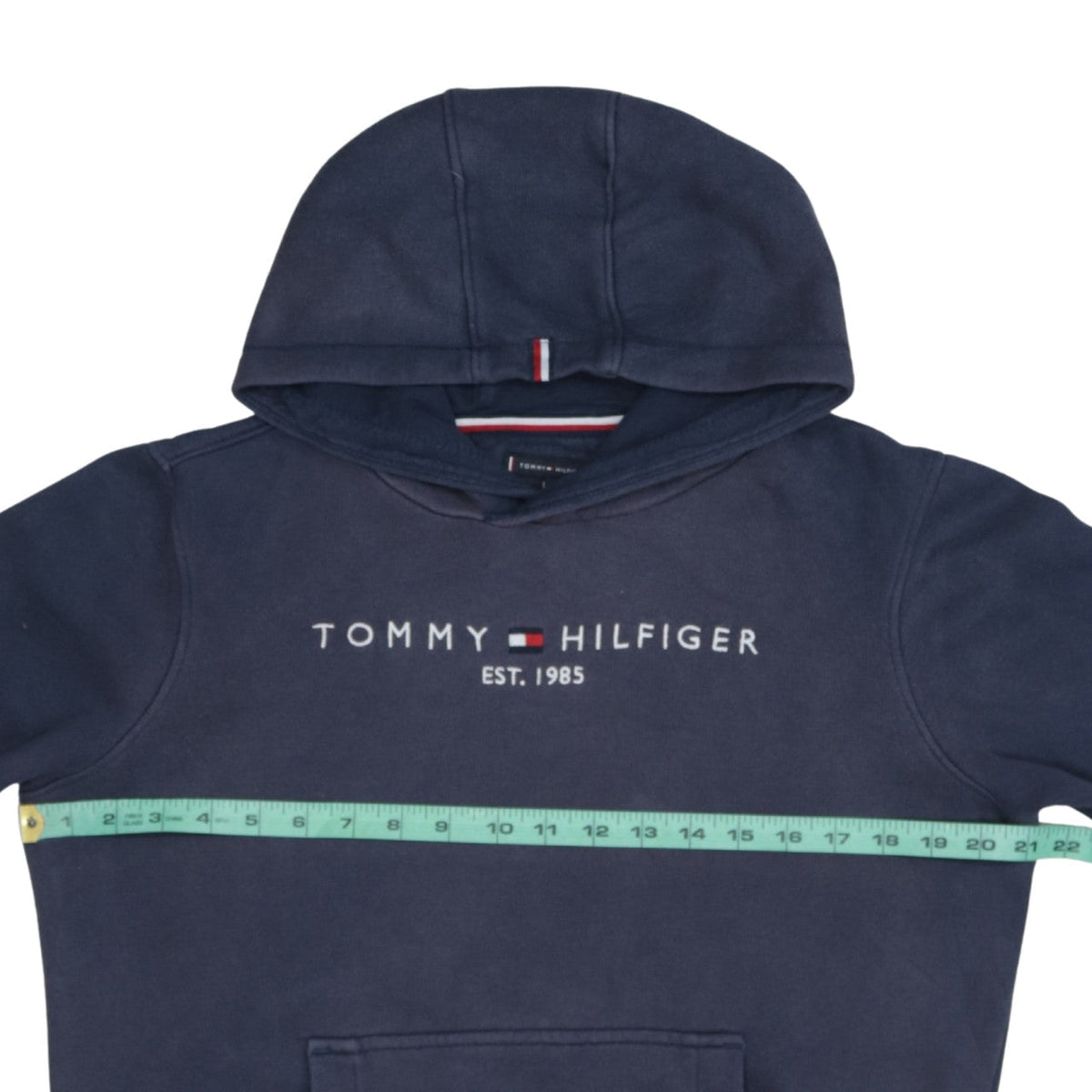 Tommy Hilfiger Boys Navy Blue Hoodie Size 164 Pullover Fleece Sweatshirt