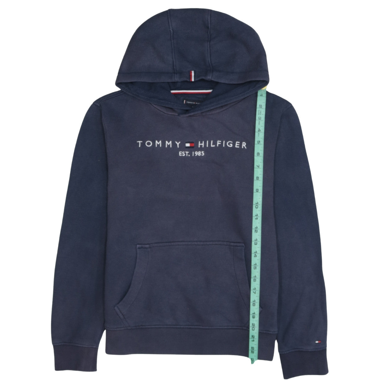 Tommy Hilfiger Boys Navy Blue Hoodie Size 164 Pullover Fleece Sweatshirt
