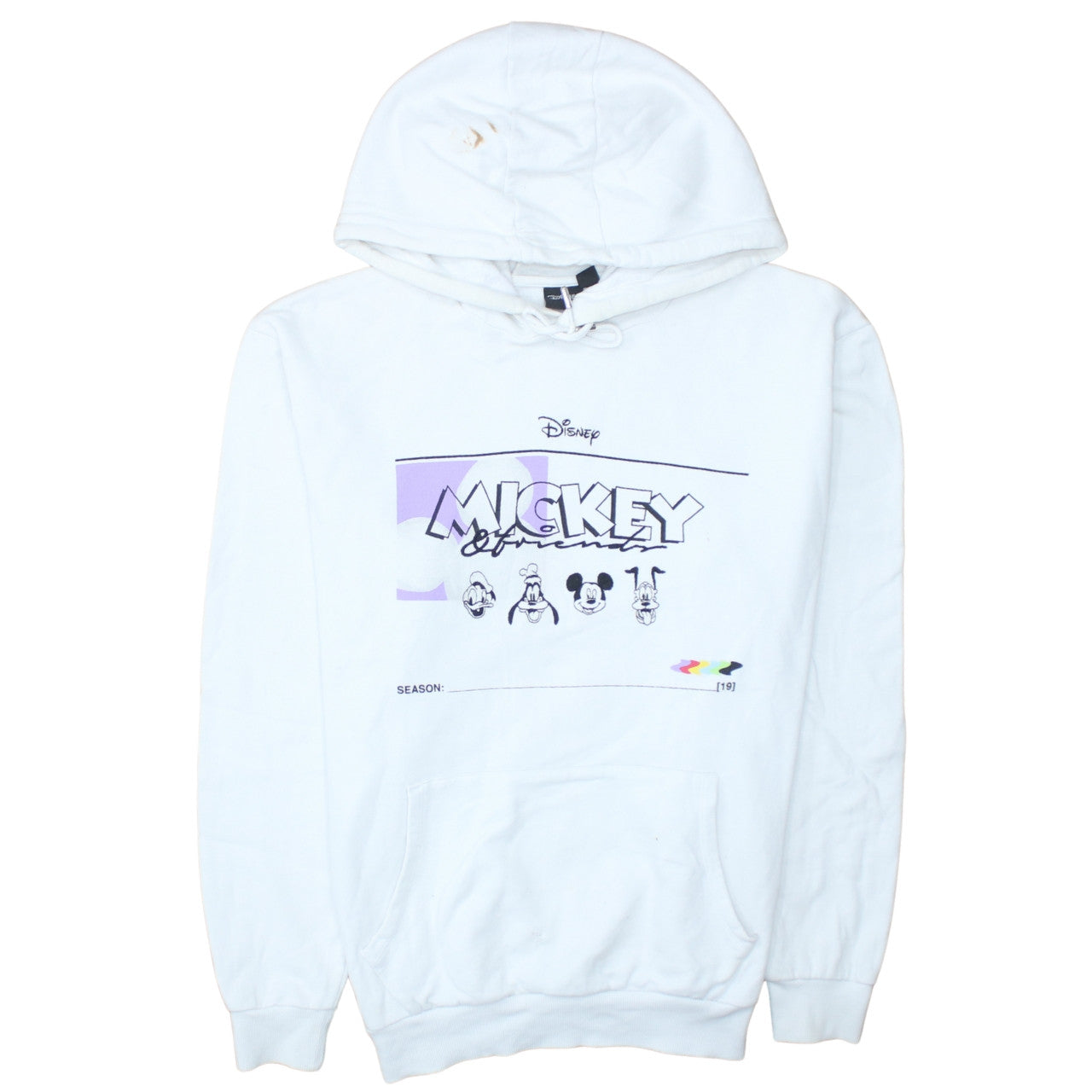 Disney Men's White 2XL Pullover Hoodie Mickey Friends Graphic Print