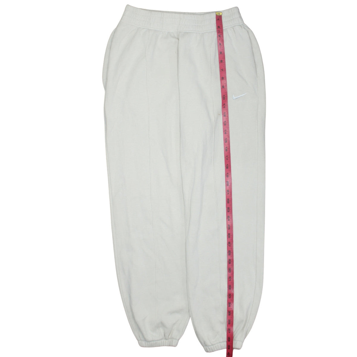 Nike Women's White Fleece Sweatpants Small Elastic Waist Logo