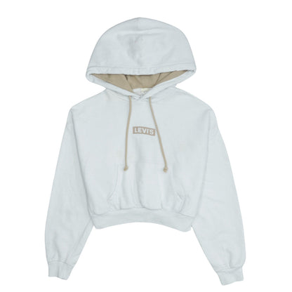 Levi's Womens White XS Pullover Hoodie Logo Front Cotton Blend