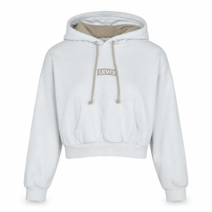 Levi's Womens White XS Pullover Hoodie Logo Front Cotton Blend