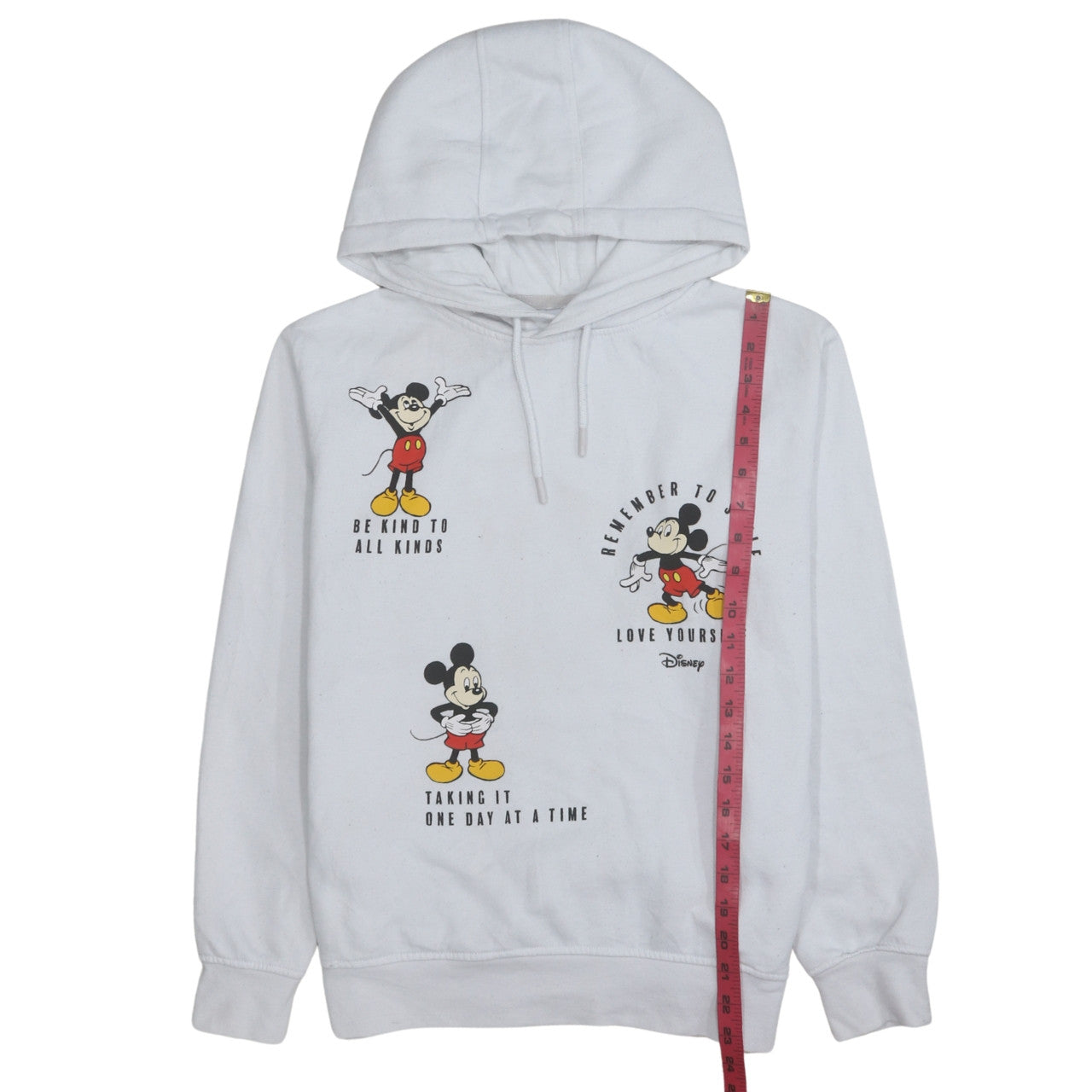 Disney Womens White Mickey Mouse Graphic Pullover Hoodie XS