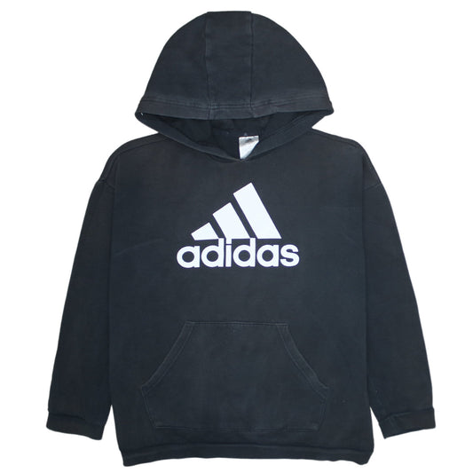 Adidas Womens Black Pullover Hoodie Size M Logo Print Casual