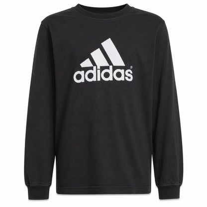 Front view of Adidas boys’ black 2xl pullover sweatshirt with large logo