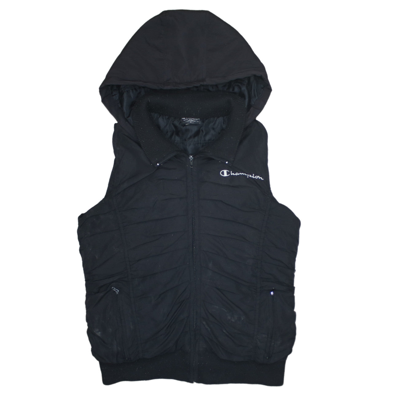 Champion Men's Black Hooded Padded Waistcoat Bodywarmer M