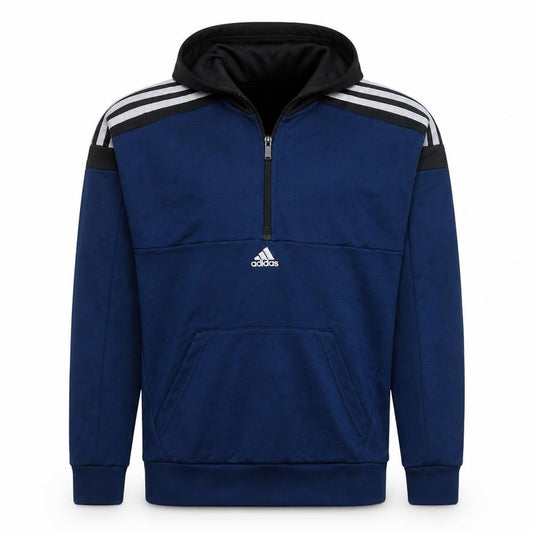 Adidas Men's Blue 1/2 Zip Hooded Sweatshirt Size M