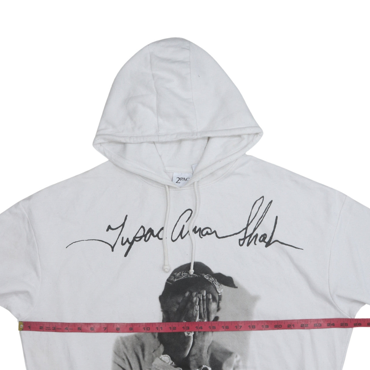 2Pac Womens White Pullover Hoodie Size S Graphic Print Hip Hop Style
