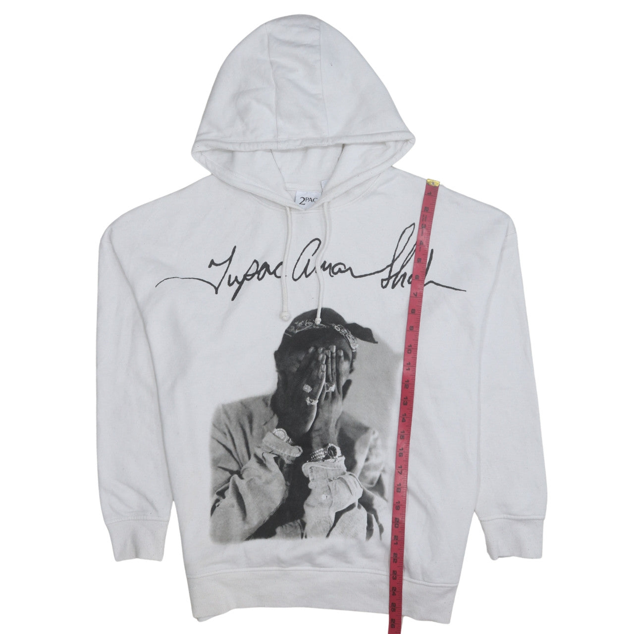 2Pac Womens White Pullover Hoodie Size S Graphic Print Hip Hop Style