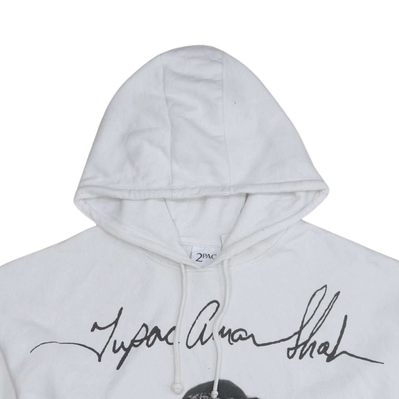 2Pac Womens White Pullover Hoodie Size S Graphic Print Hip Hop Style