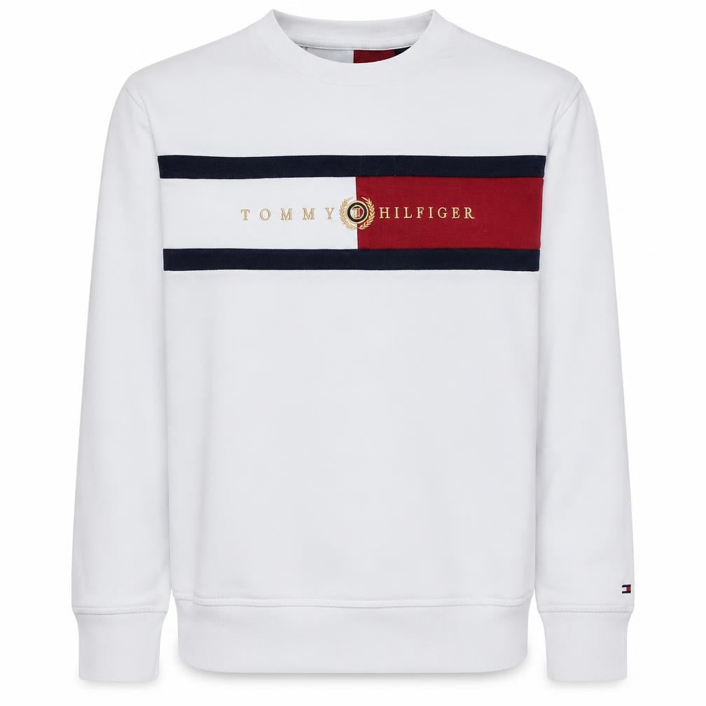 Tommy Hilfiger Boys White Colourblock Logo Sweatshirt Size 152 Pullover