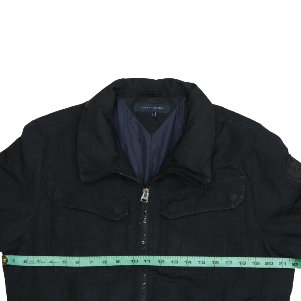Tommy Hilfiger Men's Black Bomber Jacket S Classic Full Zip Cotton Blend