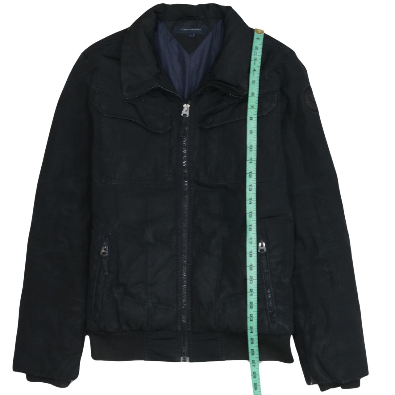 Tommy Hilfiger Men's Black Bomber Jacket S Classic Full Zip Cotton Blend