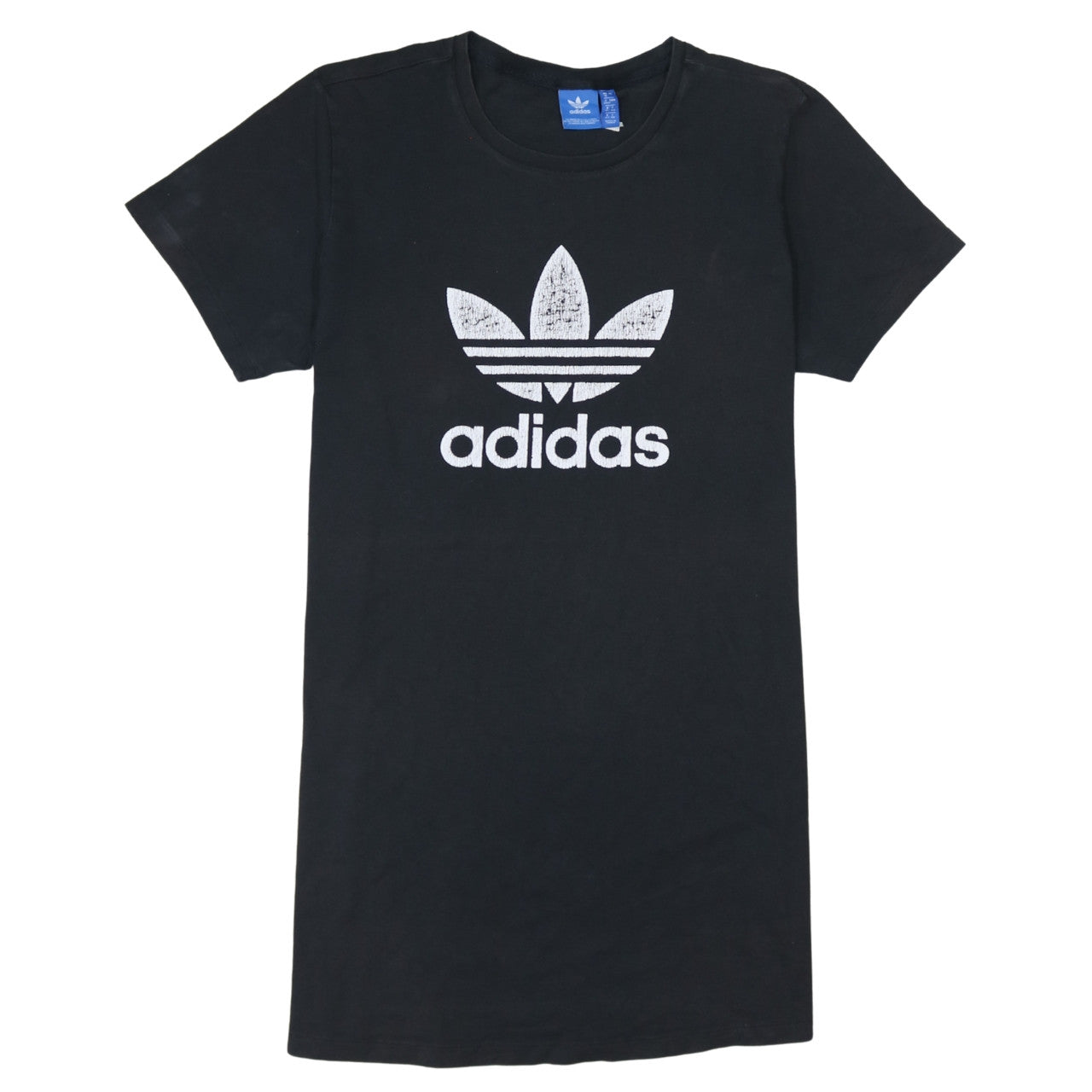 Adidas Womens Black Cotton Short Sleeve Trefoil Logo T-Shirt Size 16