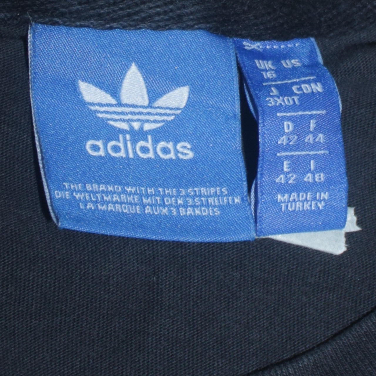 Adidas Womens Black Cotton Short Sleeve Trefoil Logo T-Shirt Size 16