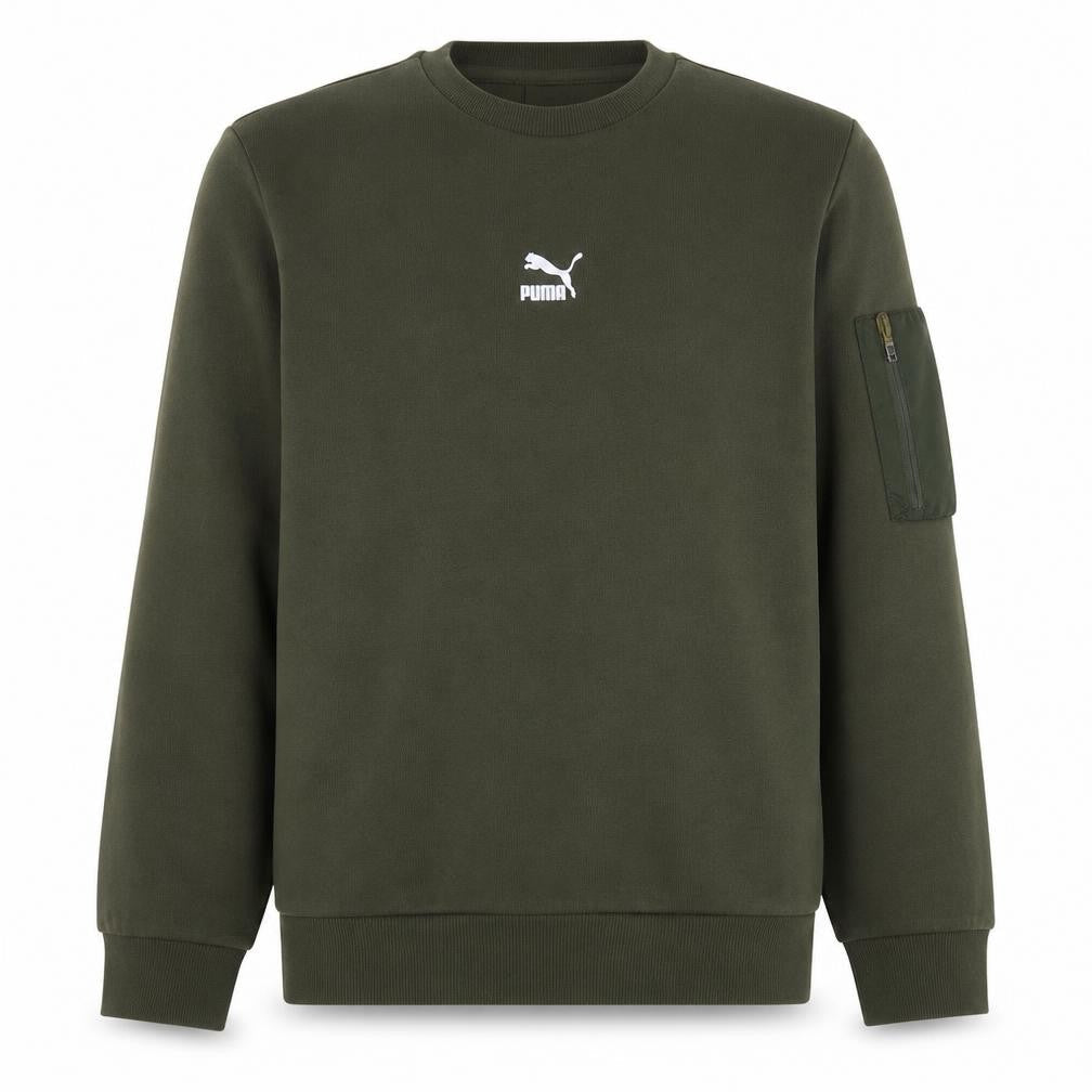 Puma Men’s Green Crew Neck Pullover Sweatshirt M Regular Fit