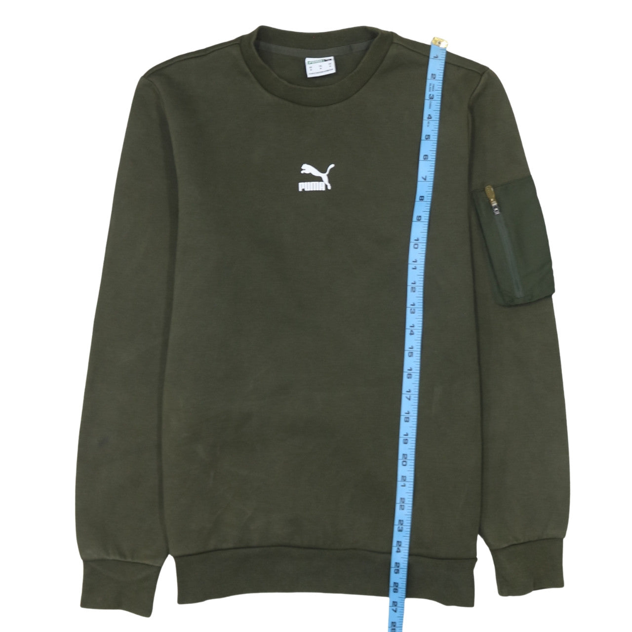 Puma Men’s Green Crew Neck Pullover Sweatshirt M Regular Fit