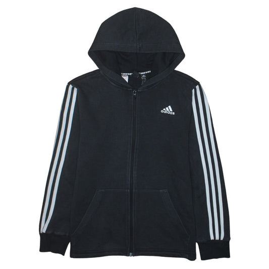 Adidas Boys Black Full Zip Hoodie 13-14 Years Regular Fit Sportswear