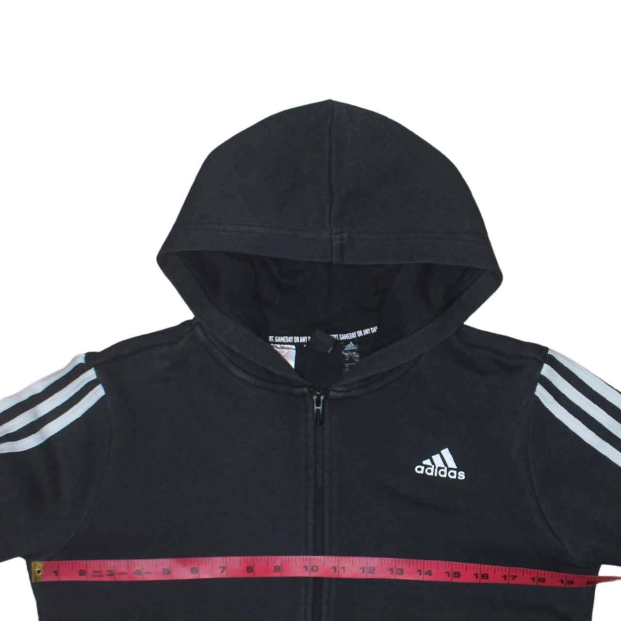 Adidas Boys Black Full Zip Hoodie 13-14 Years Regular Fit Sportswear