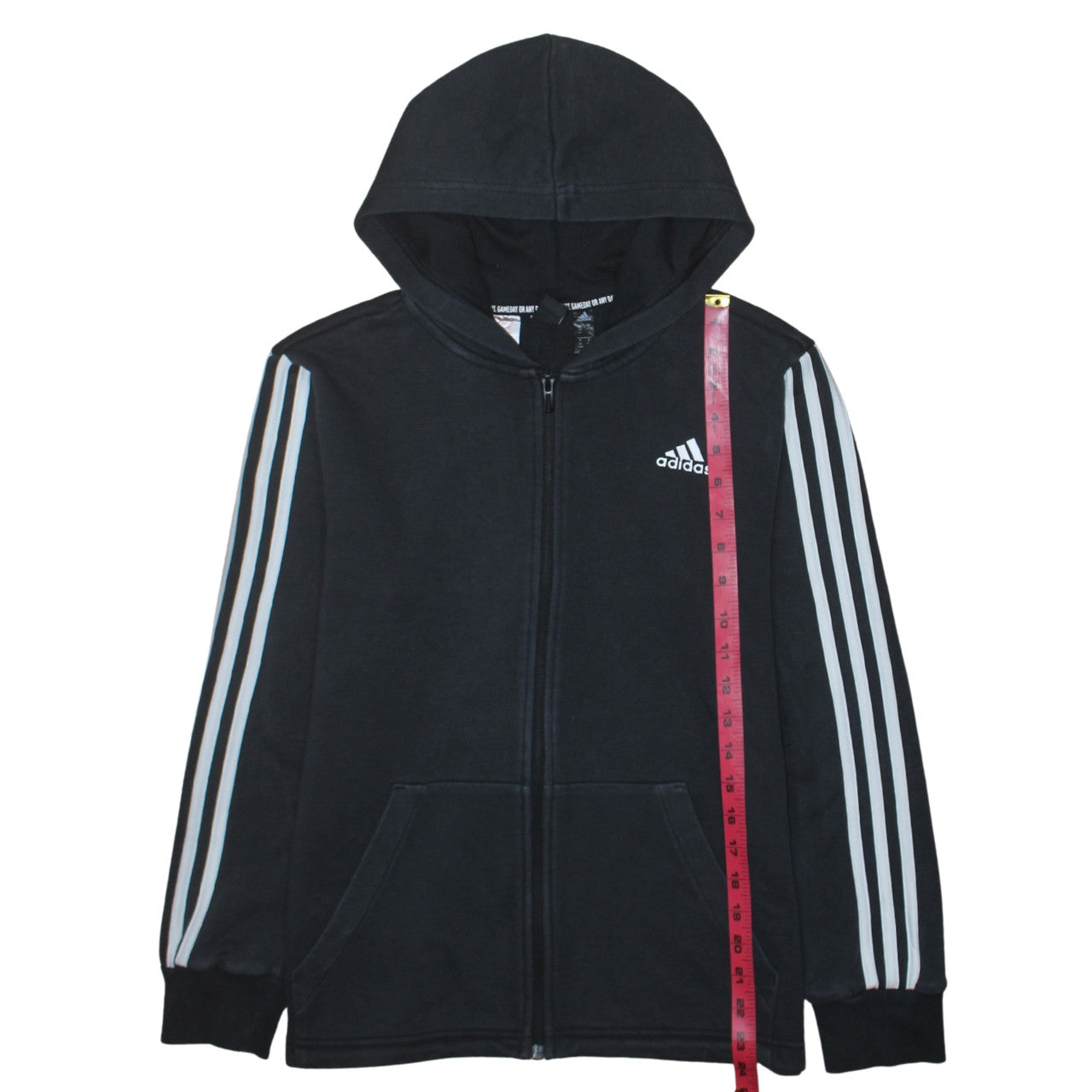 Adidas Boys Black Full Zip Hoodie 13-14 Years Regular Fit Sportswear