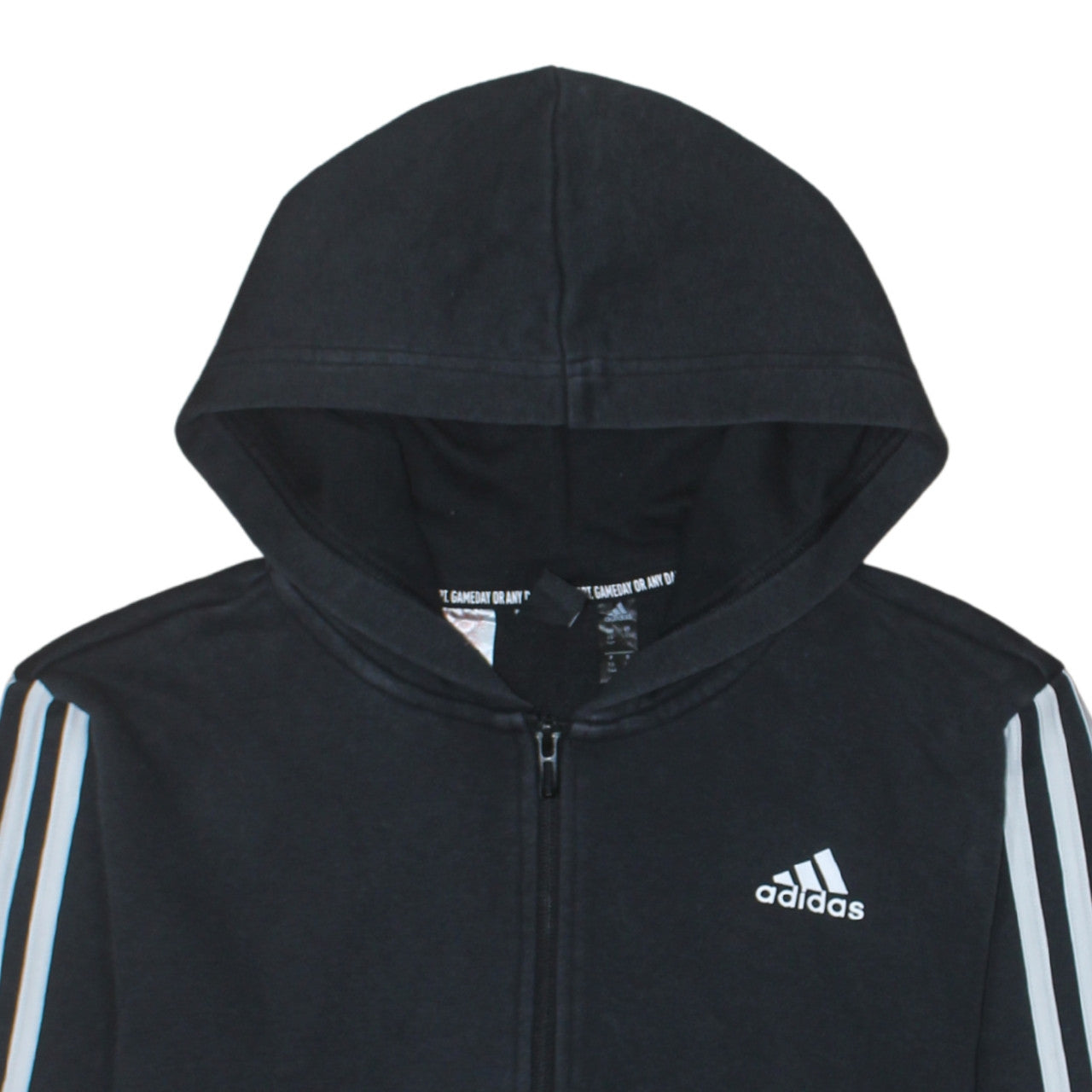 Adidas Boys Black Full Zip Hoodie 13-14 Years Regular Fit Sportswear