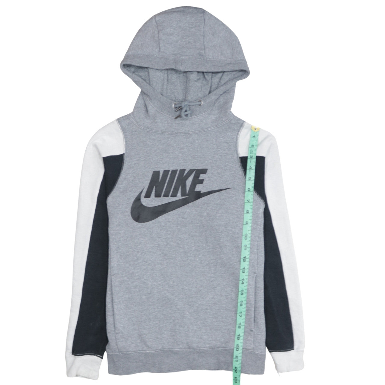 Nike Women Grey Colourblock Hoodie XS Drawstring Hooded Pullover