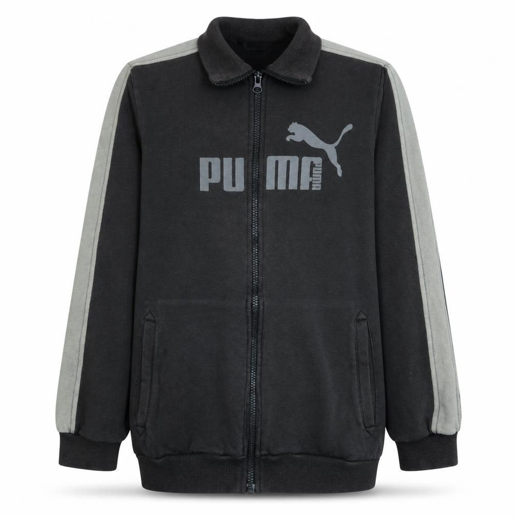 Puma Boys Black Track Jacket Size 14 Years Full Zip Fleece Activewear