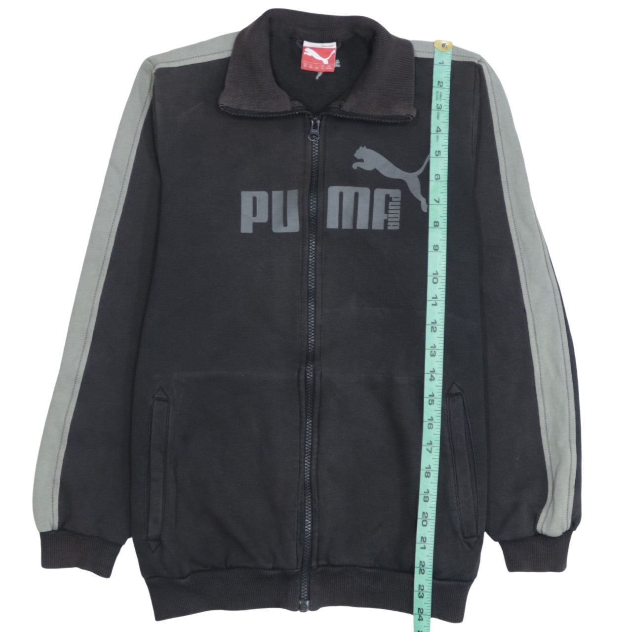 Puma Boys Black Track Jacket Size 14 Years Full Zip Fleece Activewear